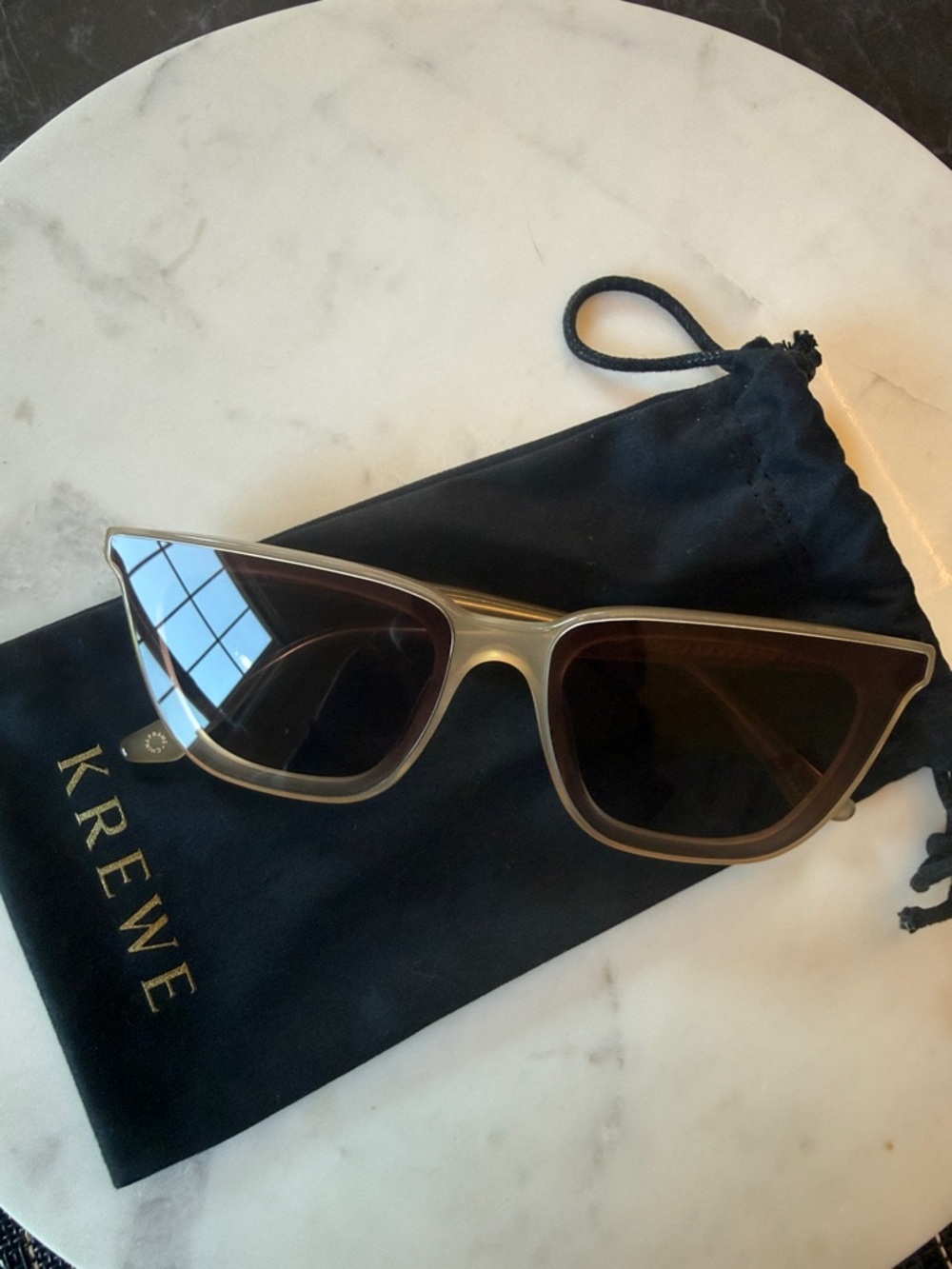 KREWE Translucent Taupe Cat-Eye Sunglasses with Brown Lenses